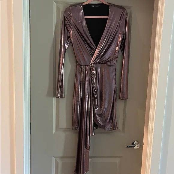 Zara | Dresses | Zara Pink Wrap Tie Front Bodycon Dress | Poshmark